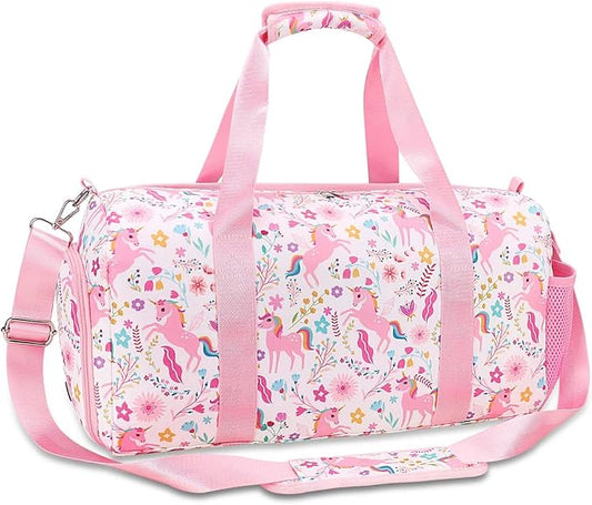 Gym Travel Duffle Bag for Girls - Gymnastics Sports Dance Bag with Shoe Compartment & Wet Pocket Panda Kids Travel Bag Teens Weekender Sleepover Carry On Bag
