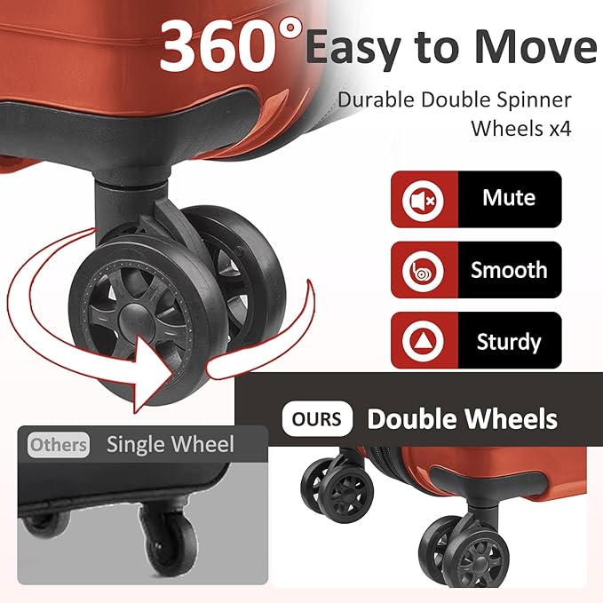 Carry on 20inch Luggage with Spinner Wheels, Lightweight PC+ABS Hard Shell Suitcases, Expandbale Storage & TSA Aprovel Lock