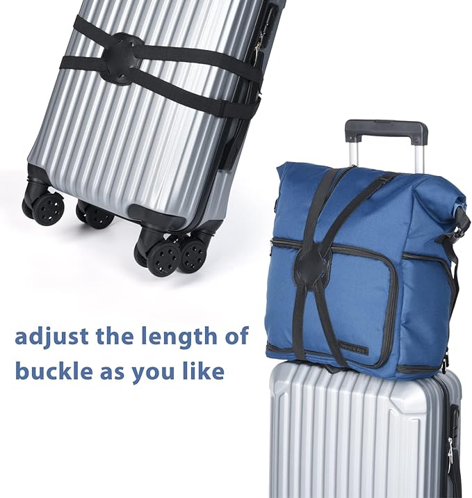 XINRUI 2 Pack Luggage Straps Bungees,Adjustable Suitcase Carry on Bag Handle Portable Tourister Travel Straps Belt Elastic Airport Travel Accessories with Buckles for Baggage Handbag