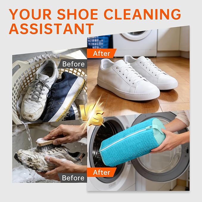 1PCS Shoes Washing Machine Bags, Laundry Shoe Bag for Washer and Dryer, Reusable and Durable Zipper Sneaker Shoe Washing Bag, Tennis Shoes Cleaning Bag for All Shoe Types (Blue)