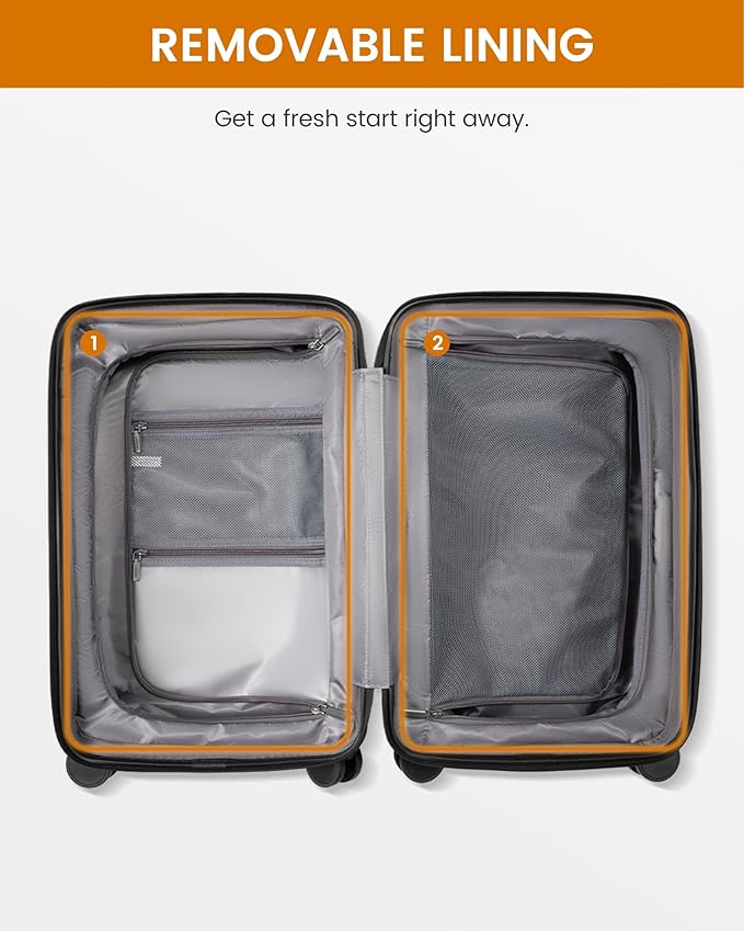 LOVEVOOK Hard Shell 24 Inch Carry On Luggage with Removable Lining,Large Capacity Carry On Suitcase with Wheels Lock,Lightweight Airline TSA Approved Checked Luggage for Men Women Travel Business Trip