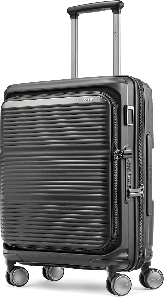 Samsonite Paralux Global Carry-On Luggage - Innovative Design - Quick Access Front Pocket - Dual Suspension Wheel Technology - TSA Lock - Expandable - Includes Removable Packing Cubes - Black