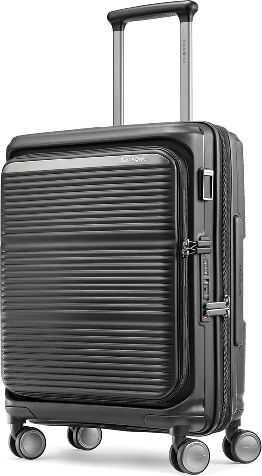 Samsonite Paralux Global Carry-On Luggage - Innovative Design - Quick Access Front Pocket - Dual Suspension Wheel Technology - TSA Lock - Expandable - Includes Removable Packing Cubes - Black