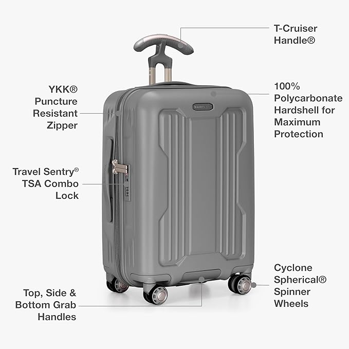 Traveler's Choice Ultimax II Polycarbonate Hardside Luggage with Spinner Wheels, Slate Gray, 29-Inch Large Luggage
