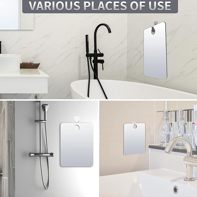 Shaving Mirror, Unbreakable Shower Mirrors, (Small,6 inches x 4 inches) Bathroom Handheld Mirror for Men and Women Portable Camping Travel Mirrors,Frameless Handheld for Makeup