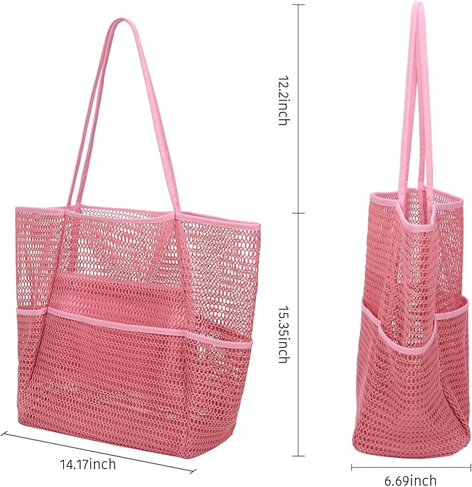 Tainehs Beach Bag - Mesh Tote Bag Beach Vacation Clothes for Women Pool Bag for Travel Pool Family Cruise Essentials 2026