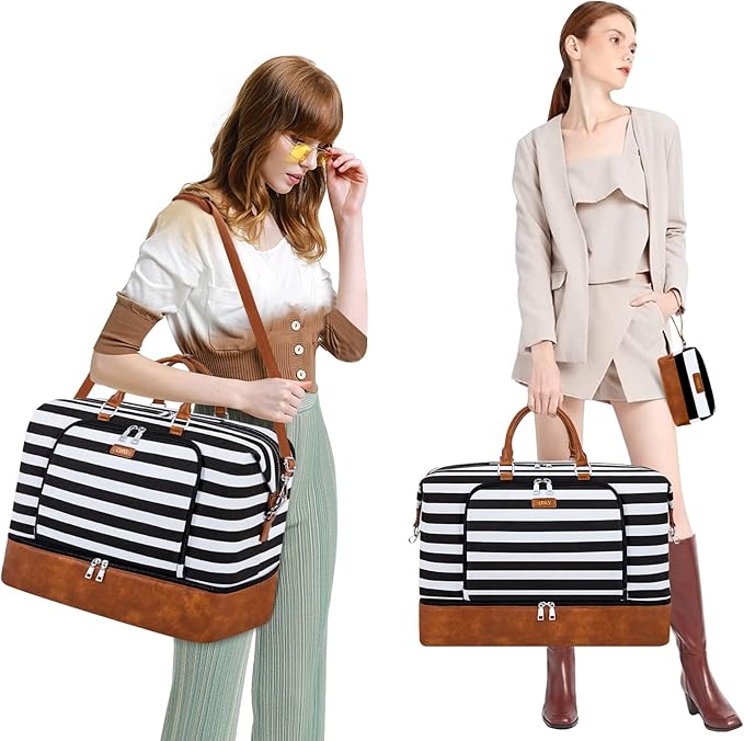 Travel Weekender Bag for Women, 21" Overnight Bag with Shoe Compartment 50L Large Travel Duffel Bag Carry On Tote for Weekend, Overnight, Business Trips, Water Resistant