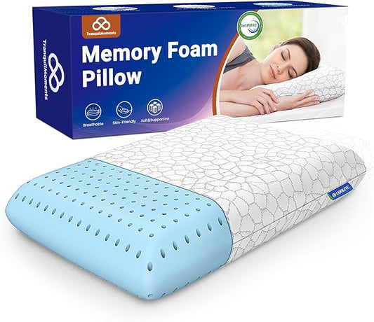 Memory Foam Pillows, Bed Pillow for Side,Back and Stomach Sleepers,Neck Pillow for Sleeping with Removable and Machine Washable Cover, Standard Size (1 Pack)