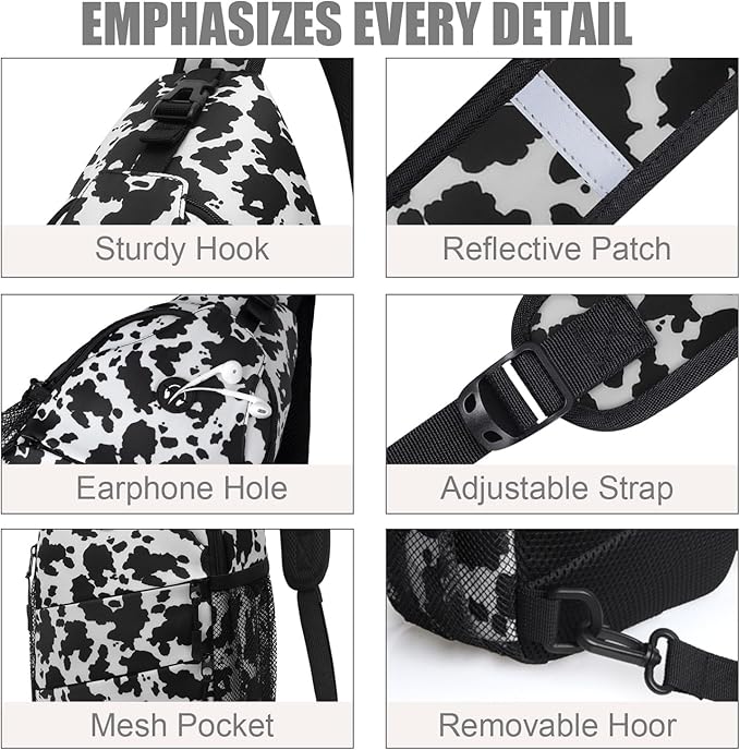 Crossbody Bags for Women Men Trendy Sling Bag Backpack Casual Chest Bag with Convertible Shoulder Strap