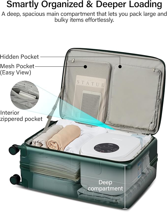 MILADA 28 Inch Large Checked Luggage, Expandable Hardshell Suitcase with 360° Spinner Wheels & TSA Lock, Durable Extra Large Rolling Trunk for Travel, International Vacation, Blackish Green