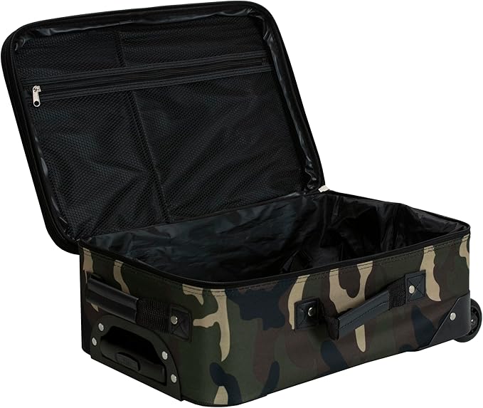 Rockland Fashion Softside Upright Luggage Set,Expandable, Wheel, Telescopic Handle, Camouflage, 2-Piece (14/19)