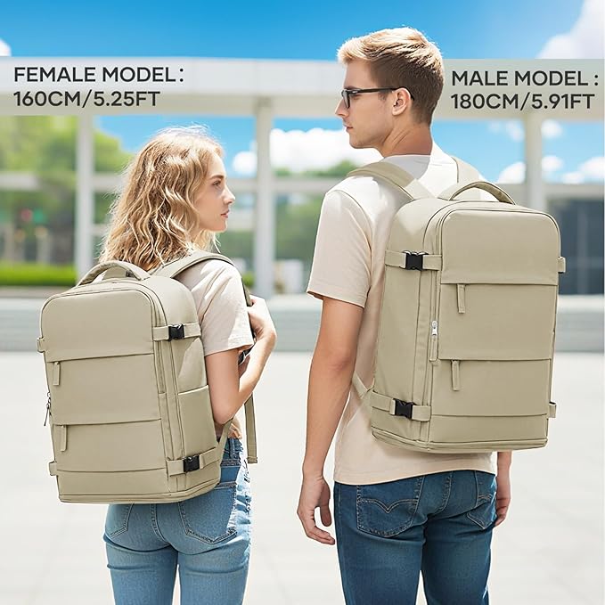 coowoz Travel Backpack For Women Men,Carry On Backpack,Hiking Backpack Waterproof Outdoor Sports Rucksack Casual Daypack travel essentials（Khaki）