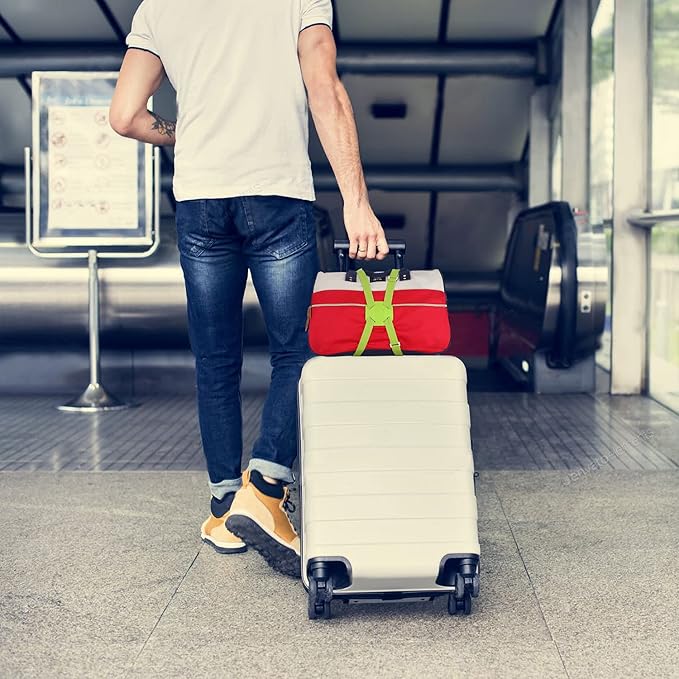 Luggage Straps Bag Bungees for Add a Bag Easy to Travel Suitcase Elastic Strap Belt (L Green, L Green)