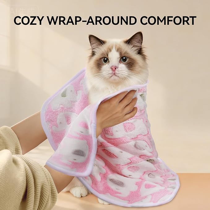 LINENLUX 1 Pack 3 Blankets Super Soft Fluffy Premium Fleece Dog Blankets for Puppy Cat Pet Blanket Flannel Throw Warm Sleep Elephant Pattern 31x20 inches