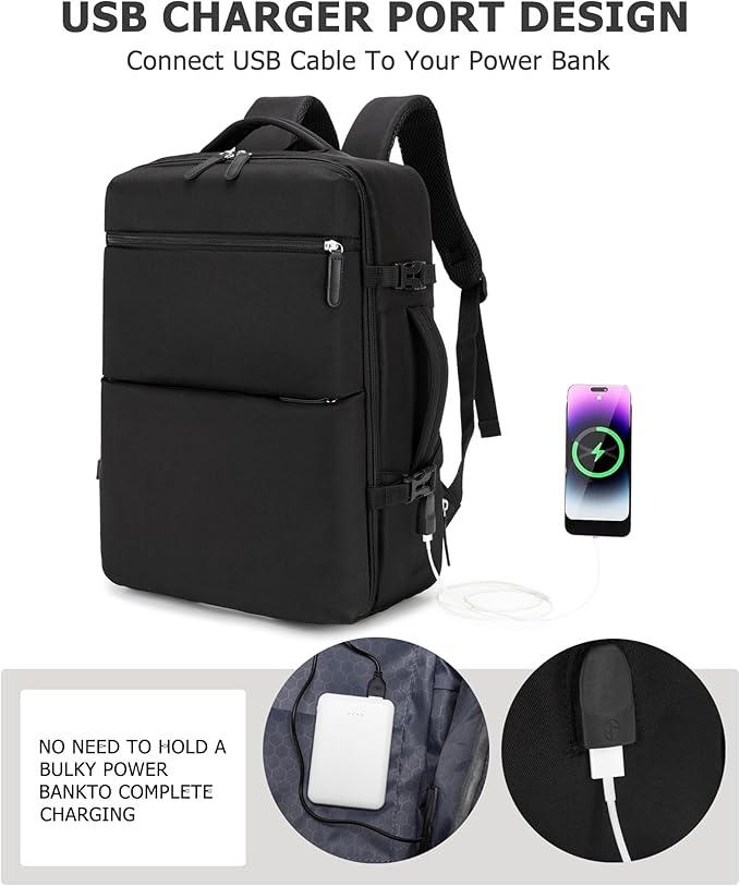feilario 2 Piece Set Aluminium Frame PC Hard Shell Spinner Wheels Luggage,20.8"X15"X8.7 Airline Approved Built-In TSA lock Carry on Suitcase, with Cup Holder, USB Port, Phone Holder