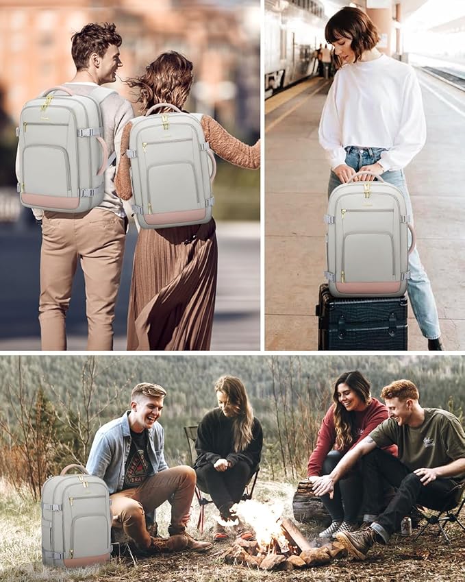 LOVEVOOK Travel Backpack For Women Flight Approved, 50L Carry On Backpack, Personal Item Travel Bag for Airplanes, Business Weekender Fit 18 Inch Laptop, Waterproof Overnight Daypack with 3 Cubes