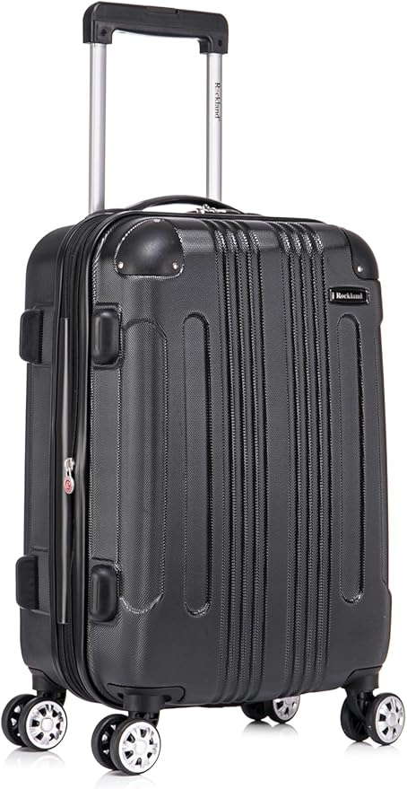 Rockland London Hardside Spinner Wheel Luggage Set, Black, Carry-On 20-Inch and Tote 14-Inch (F1902-BLACK)