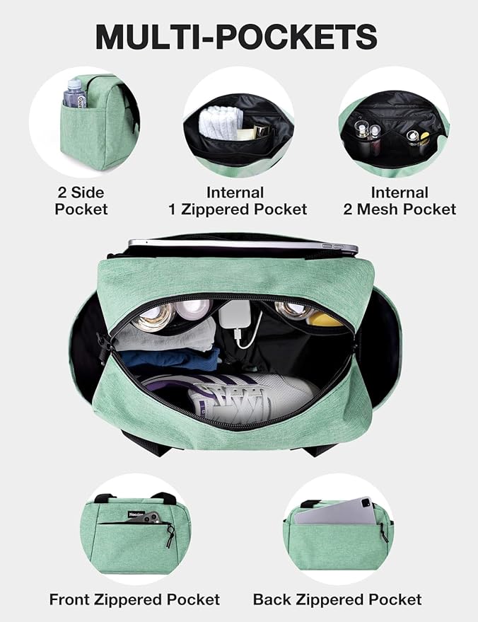 Noozion 14 inch Small Gym Bag for Women & Men, Lightweight Carry On Mini Duffle Bag with Multiple Pockets, Sports Bag for Travel and Workout.