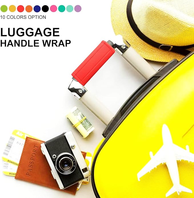 Luggage Handle Wrap 5 Pack-Leather Luggage Handle Wraps for Suitcase/Handbag/Duffel Bag/Car Bright Luggage Identfier/Handle Covers/Grips Luggage Accessories for Travel 3.0 (Red)