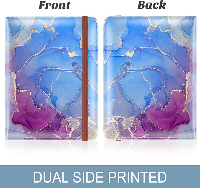 Passport Holder for Travel Essentials, Passport Wallet Cover Case for Travel Must Haves Accessories, Passport Book Holders for Women and Men, Blue Purple Marble