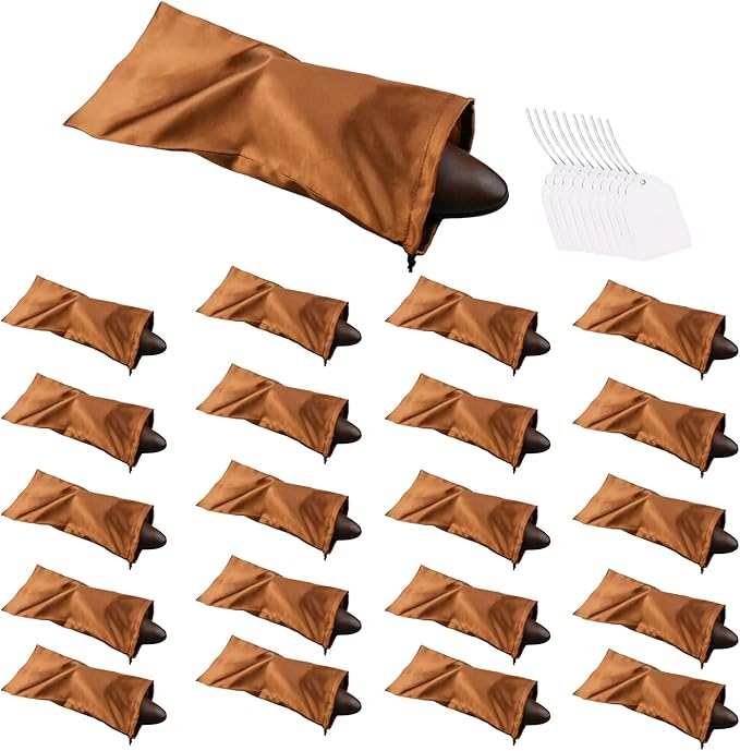GONGKANGYUAN 20 Pack Satin Shoe Bags for Travel, Drawstring Shoe Storage Bags for Men and Women, Dustproof Moisture-Proof Shoe Pouches for Packing & Organizing Shoes