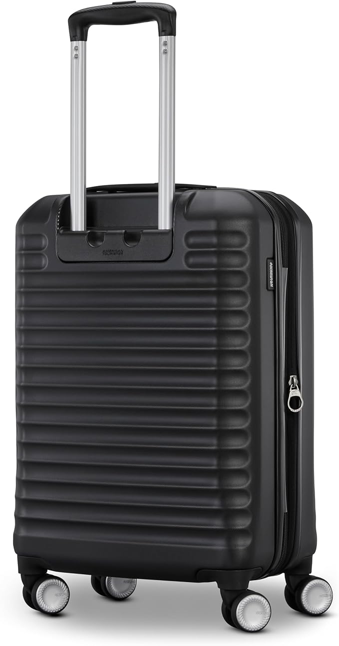 American Tourister Stratum 3.0 Carry-On Spinner, Airline Approved, Durable Hardside Luggage, Expands 1.5", RightHeight™ Adjustable Handle, Black