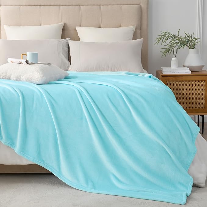 Hansleep Fleece Robin Egg Blue Throw Blanket, Super Soft Blanket Flannel Fuzzy Plush Cozy Blanket for All Seasons, Robin Egg Blue, Throw 50x60 Inches