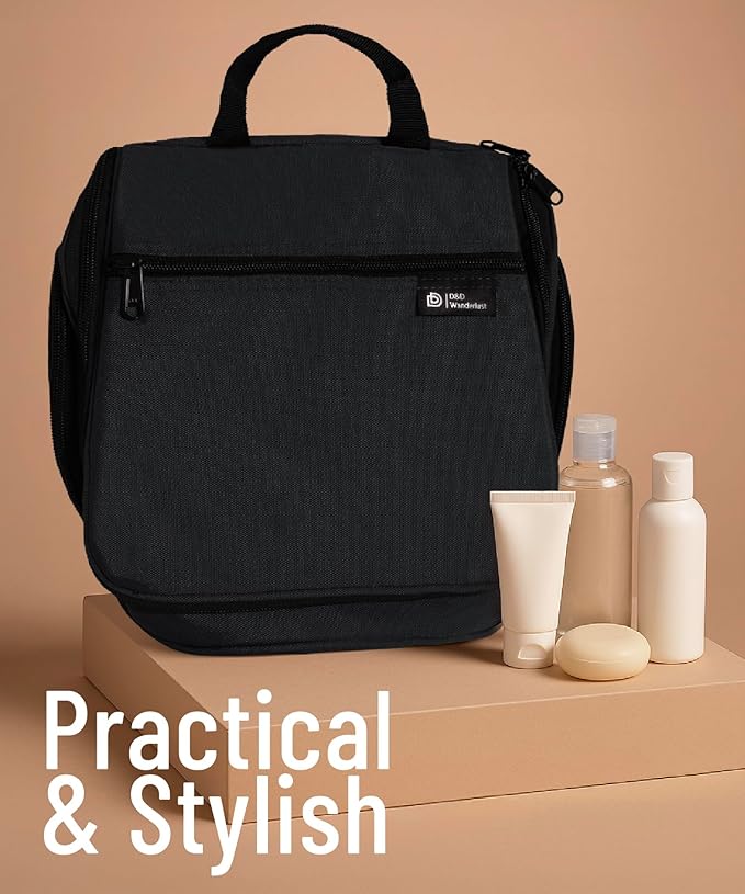 D&D Wanderlust D&D Hanging Travel Toiletry Bag for Men and Women – Cosmetics, Makeup and Toiletries Organizer Kit with 10 Compartments