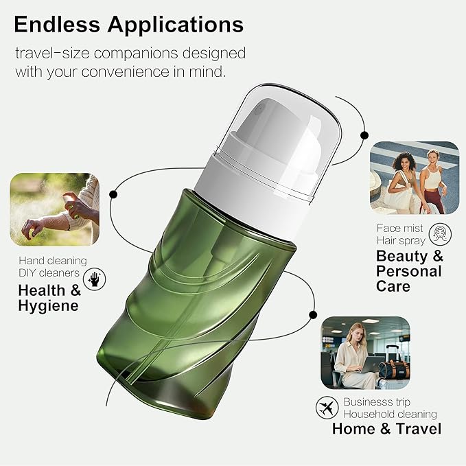 2 Pack Small Spray Bottle 2oz/60ml, Travel Size Mini Fine Mist Spray Bottles, Leakproof & Refillable Empty Spray Bottle for Hair, Face, Plant and Cleaning