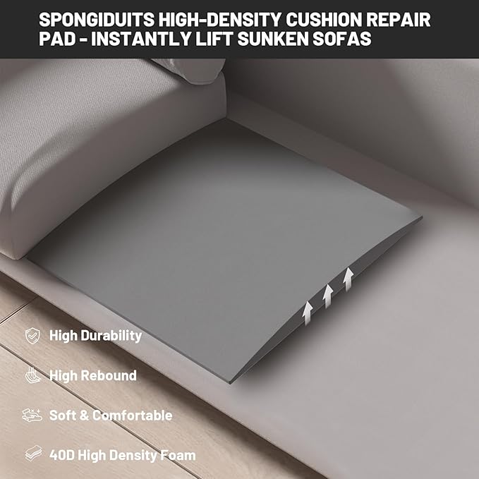Couch Cushion Support for Sagging Seat, 20"x20"x2" 40D High Density Curved Foam Sofa Cushion Support, Under-Cushion Sag Repair,Grey Set of 3