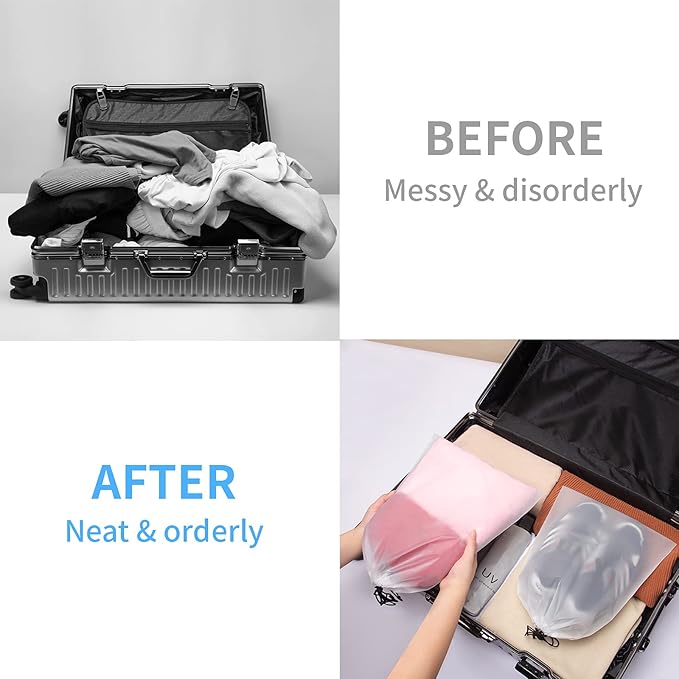 Vorspack Transparent Shoe Bags for Travel Large Clear Shoes Organizers Storage Pouch with Rope for Men and Women 26 Pack
