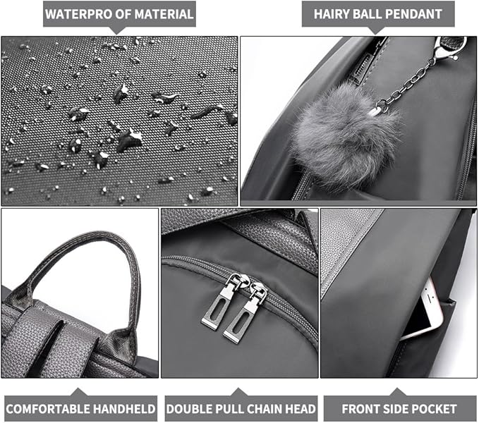 PINCNEL Women Backpack Purse Waterproof Nylon Anti-theft Rucksack Lightweight Shoulder Bag