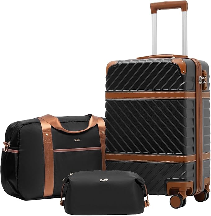Coolife Luggage Set Suitcase Carry On Luggage PC Hardshell Luggage TSA Lock Spinner Wheels Telescopic Handle
