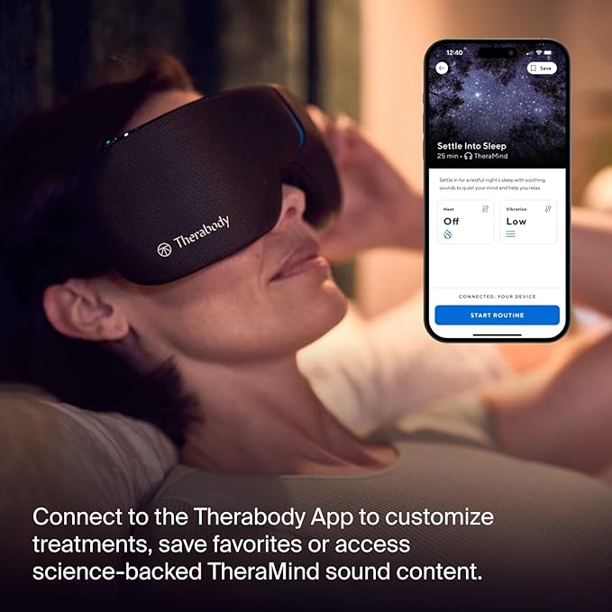 Therabody SmartGoggles (2nd Generation) Heated Eye Mask & Eye Massager - Blackout Sleep Mask & Temple Massage for Personalized Relaxation, Stress Relief & Headache Relief
