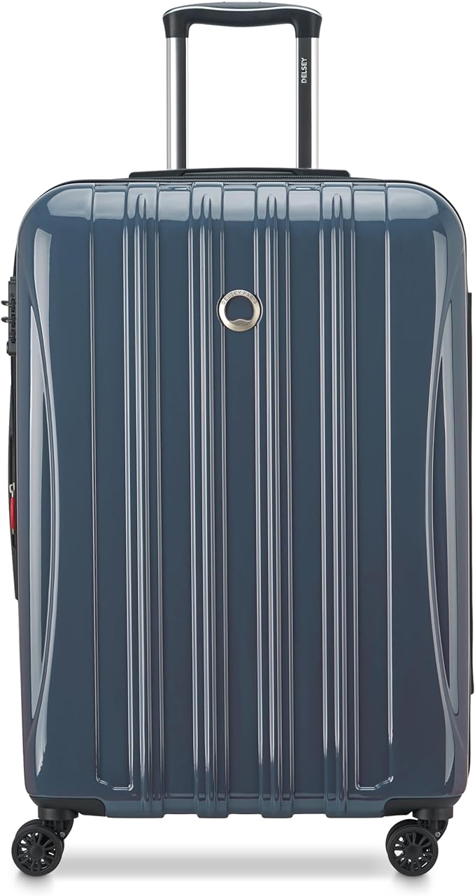 DELSEY PARIS Helium Aero Hardside Expandable Luggage with Spinner Wheels, Orion Blue, Checked-Medium 24 Inch