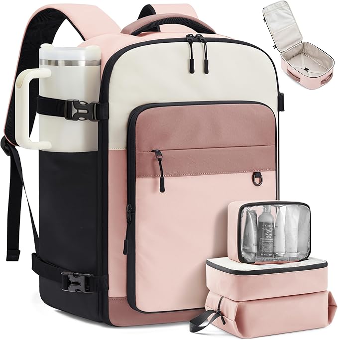 LOVEVOOK Travel Backpack for Women & Men, 40L Large Airline Approved Carry on Backpack for Travel, TSA Personal Item Travel Bag with 3 Packing Cubes, Waterproof Travel Essentials Bag fits 17" Laptop