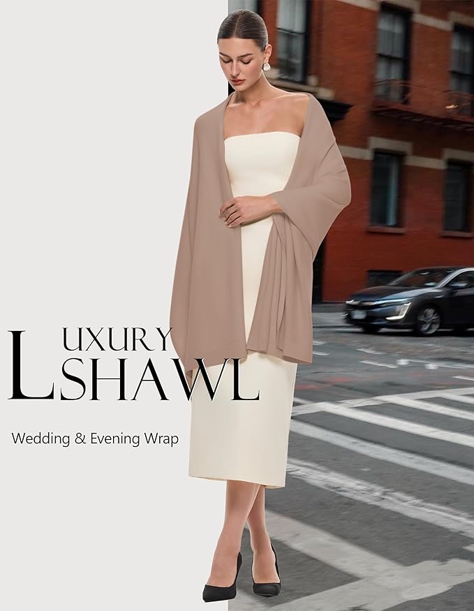 PULI Women's Pashmina Shawl Wraps for Evening Dress Large Scarf Blanket Long Wedding Bridal Winter Warm Shoulder Wrap