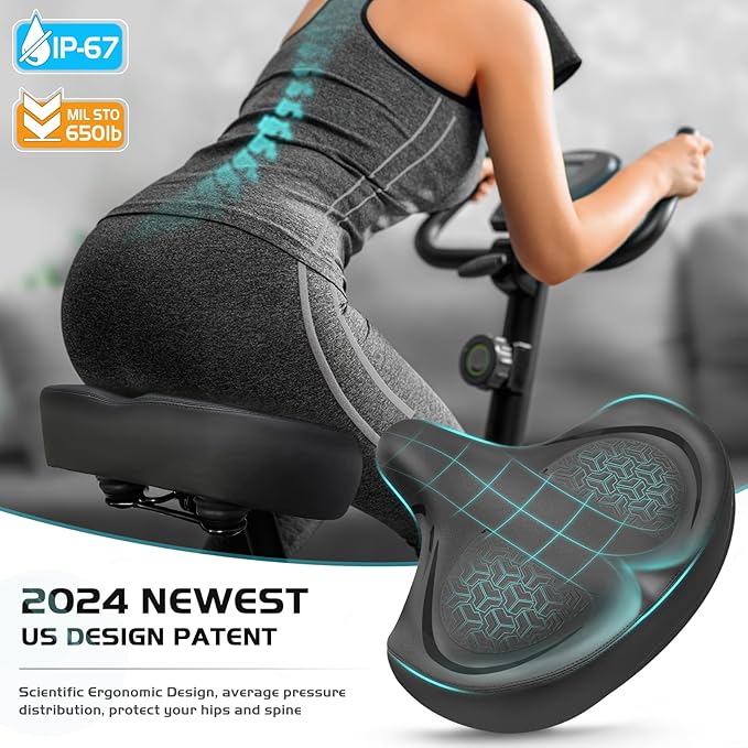Bicycle Seat, Bike Seat for Women Men Extra Comfort Wide, Oversized Comfortable Seats Saddle for Peloton Bikes, Fit for Exercise Bikes, Electric Bikes, Mountain Bikes, Cruiser Bikes