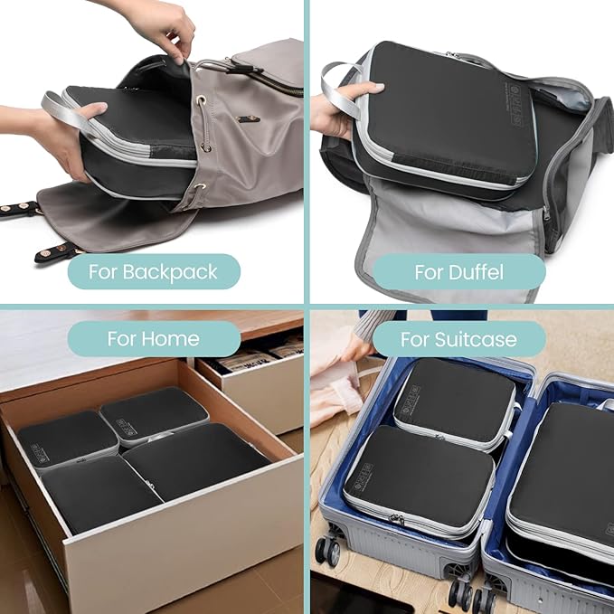Cambond Compression Packing Cubes for Travel - Lightweight Expandable Travel Bags Luggage Organizers Travel Essentials Compression Cubes for Travel Space Saver for Carry on Suitcases Organizer