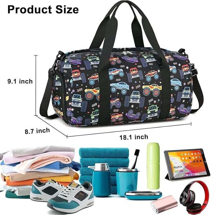 CAMTOP Kids Duffel Bag Boys Toddler Overnight Bag Small Weekender Carry-On Tote for Travel Gym Sport