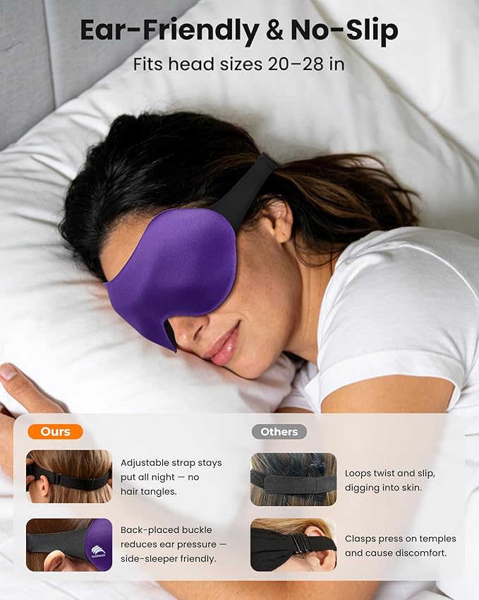 3 Pack Sleep Masks for Women & Men: True Blackout Eye Mask for Sleeping, 3D Contoured Zero Eye Pressure, Lash-Friendly, Side Sleeper Comfort, Airplane Travel Essentials, Night Eye Cover Blindfold