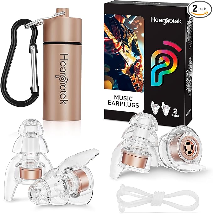Hearprotek Concert Ear Plugs, 2Pairs Reusable high Fidelity Musician Ear Plugs for Concerts Loud Music-Noise Reduction Ear Protection earplugs for Rave,Festival,Music,Tinnitus Relief