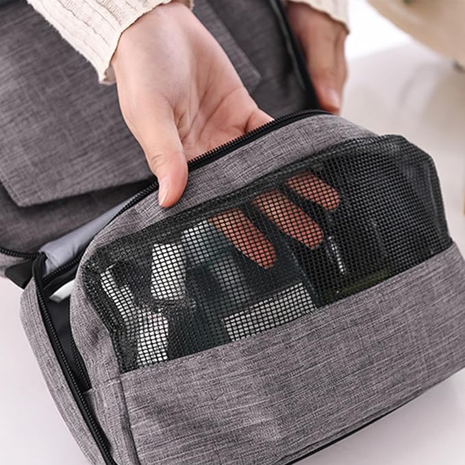 Travel toilet bag is used to store toiletries, Suitable for short-term travel use hanging toilet bag (Gray)