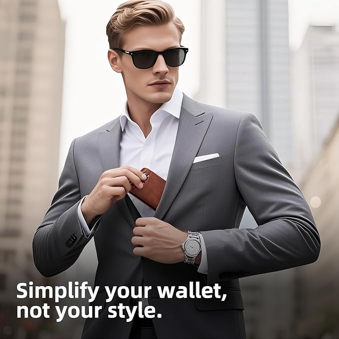 RUNBOX Wallet for Men Slim Rfid Leather 2 ID Window With Gift Box | Slim, Rfid, 2 ID Window, With Gift Box, Slim, Rfid