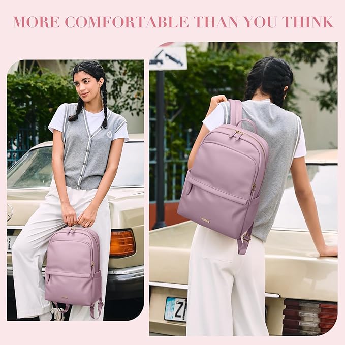 GOLF SUPAGS Women Laptop Backpack Casual Daypack for Work Travel College Backpack Purse Fits 14 Inch Notebook (Pinkish Purple)