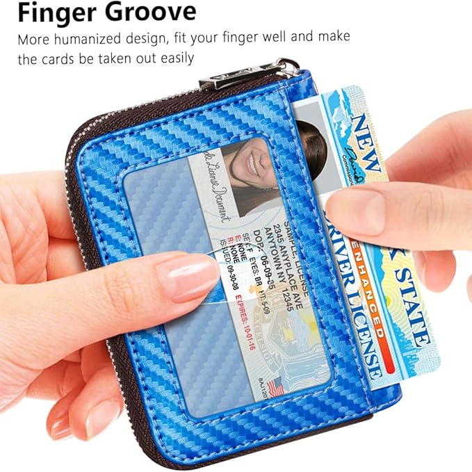 FurArt Zipper Wallet Women, RFID Blocking Credit Card Wallet, Business Card Holder, Compact Size KeyChain Wallet