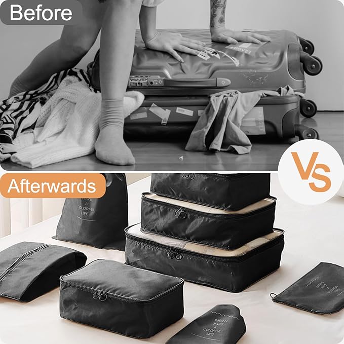 Packing Cubes for Travel -10 Set Luggage Organizer Bags for Family, Mesh Breathable Packing Cubes for Suitcases Durable Travel Essentials Bags Set