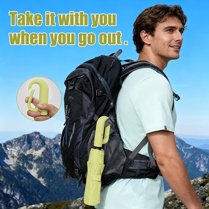 Compact Automatic Folding Travel Umbrella-Windproof Rainproof, PF50+ Sun Protection for Hiking,Outdoor,Chool,Golf Course & Daily Use,Sturdy Multi-Ribbed Frame