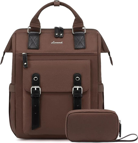 LOVEVOOK Laptop Backpack for Women Work Teacher Backpack, Business Computer Bag Doctor Nurse Bags, College Backpack Purse Laptop Bag, Waterproof Anti-theft Large Travel Back Pack, 17 Inch, Coffee