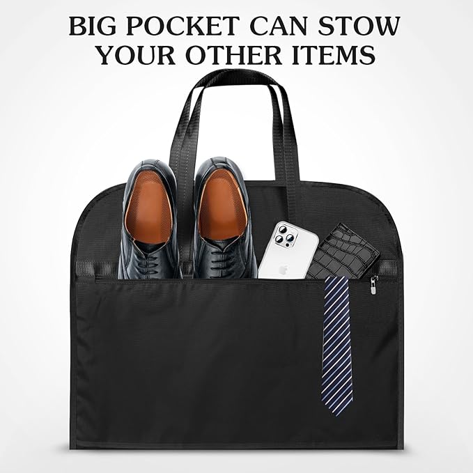 Limoomil 6" Gusseted Waterproof Garment Bag for Travel, 43" Tear Resistance Suit Bag for Men Travel for Suits, Tuxedos, Coats, Uniform. (Darkgrey, 42")
